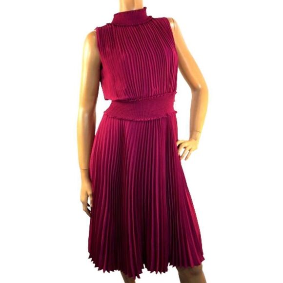 nanette Nanette Lepore High Neck Accordion Pleated Dress Sz 6 Bali Orchard NWT - Picture 1 of 13